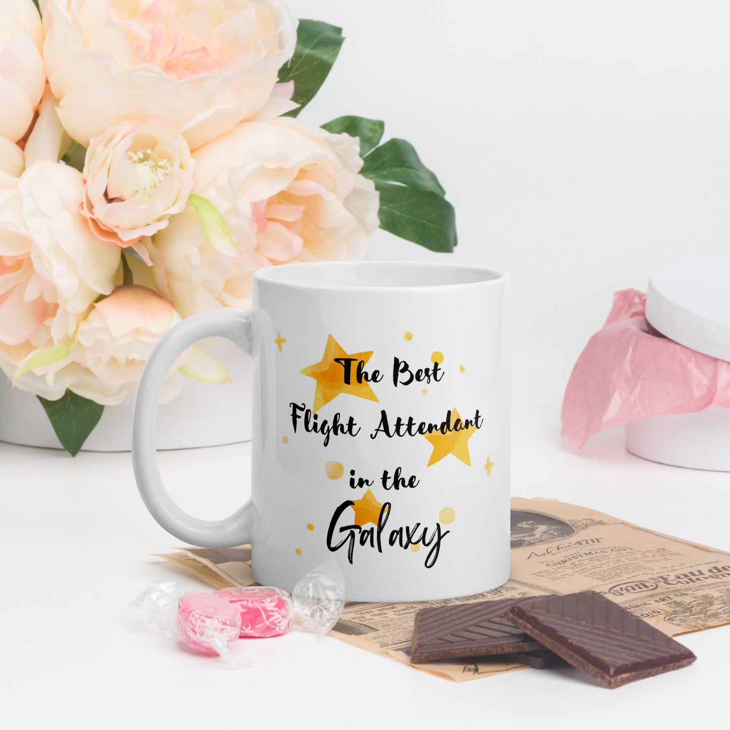 Flight Attendant Travel Mug Gift The Best Flight Attendant in the Galaxy Mug
