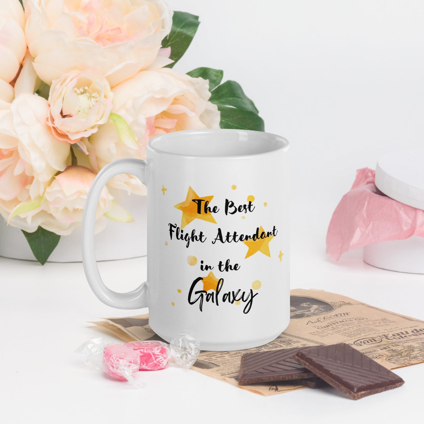 Flight Attendant Travel Mug Gift The Best Flight Attendant in the Galaxy Mug