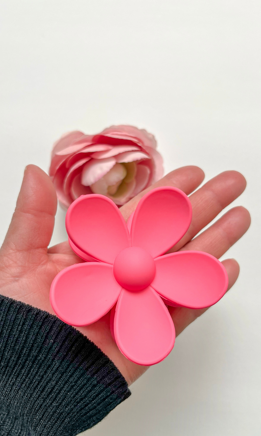 Pink flower hair clip
