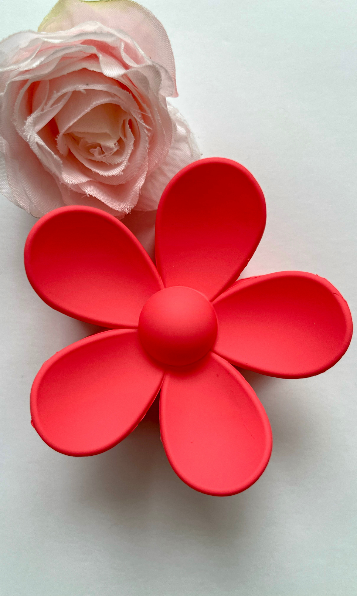 Rose red flower hair clip