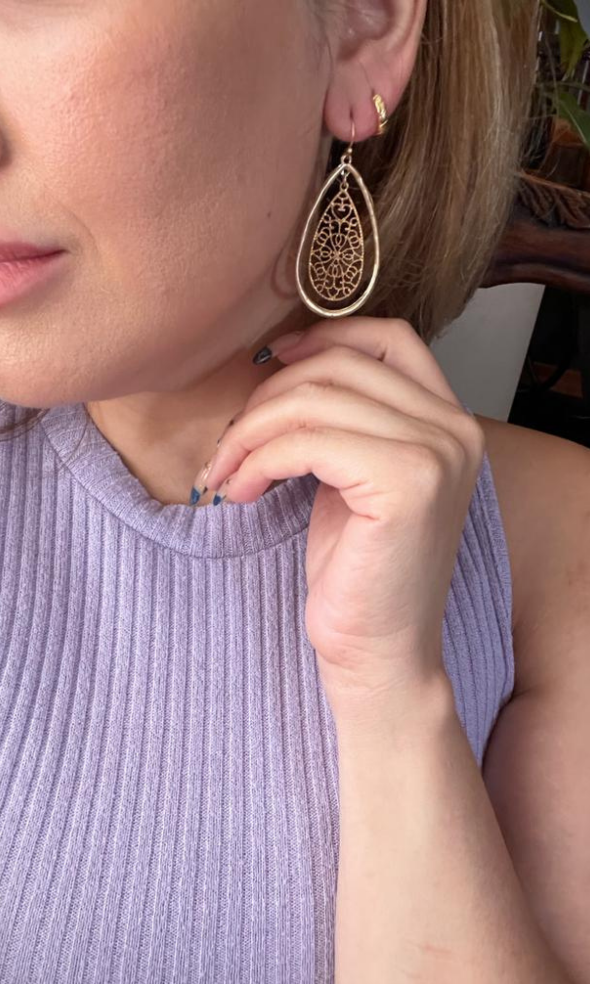 Teardrop Filigree Dangle Drop Earrings