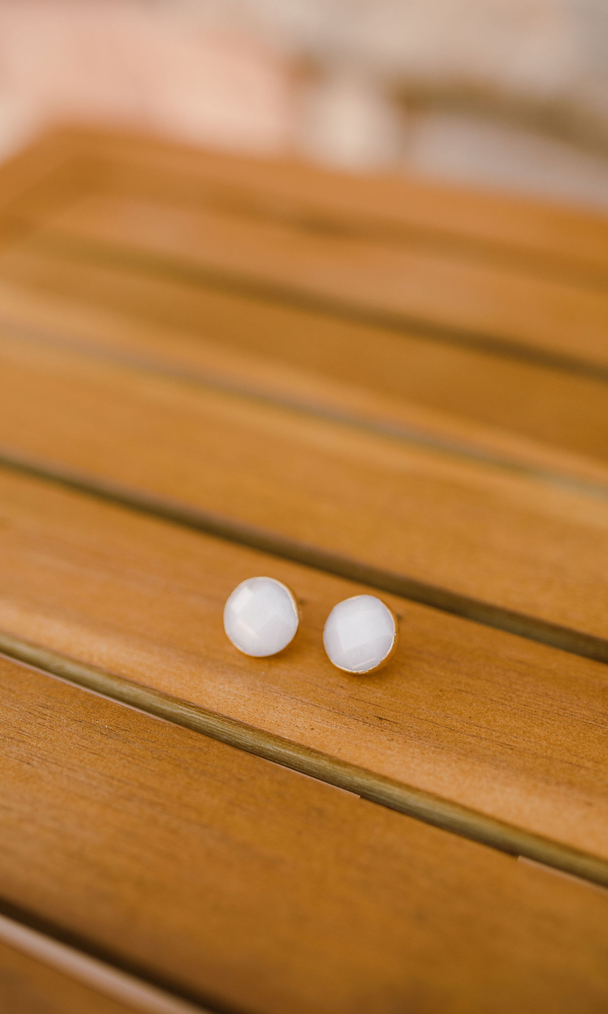 Natural Stone Round Stud Earrings