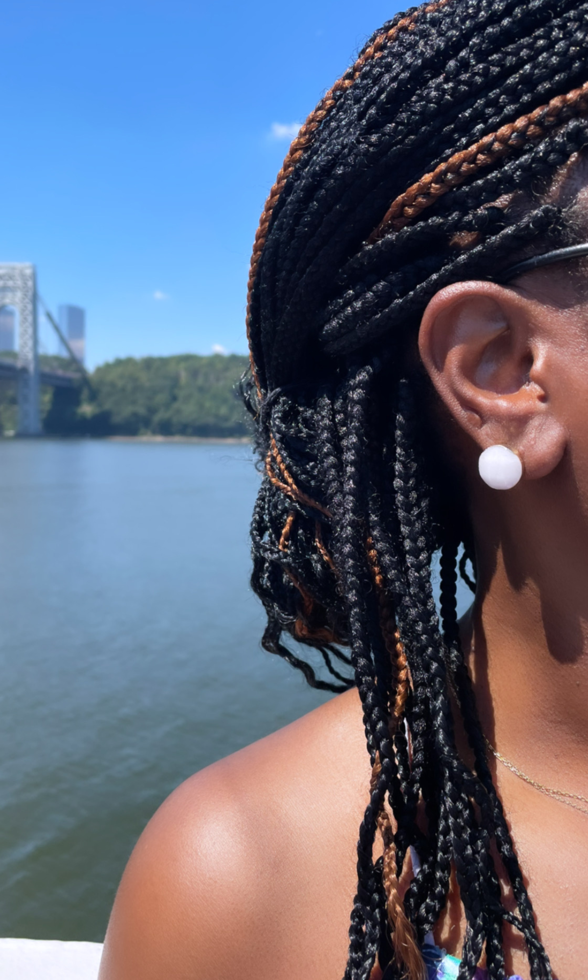 Natural Stone Round Stud Earrings