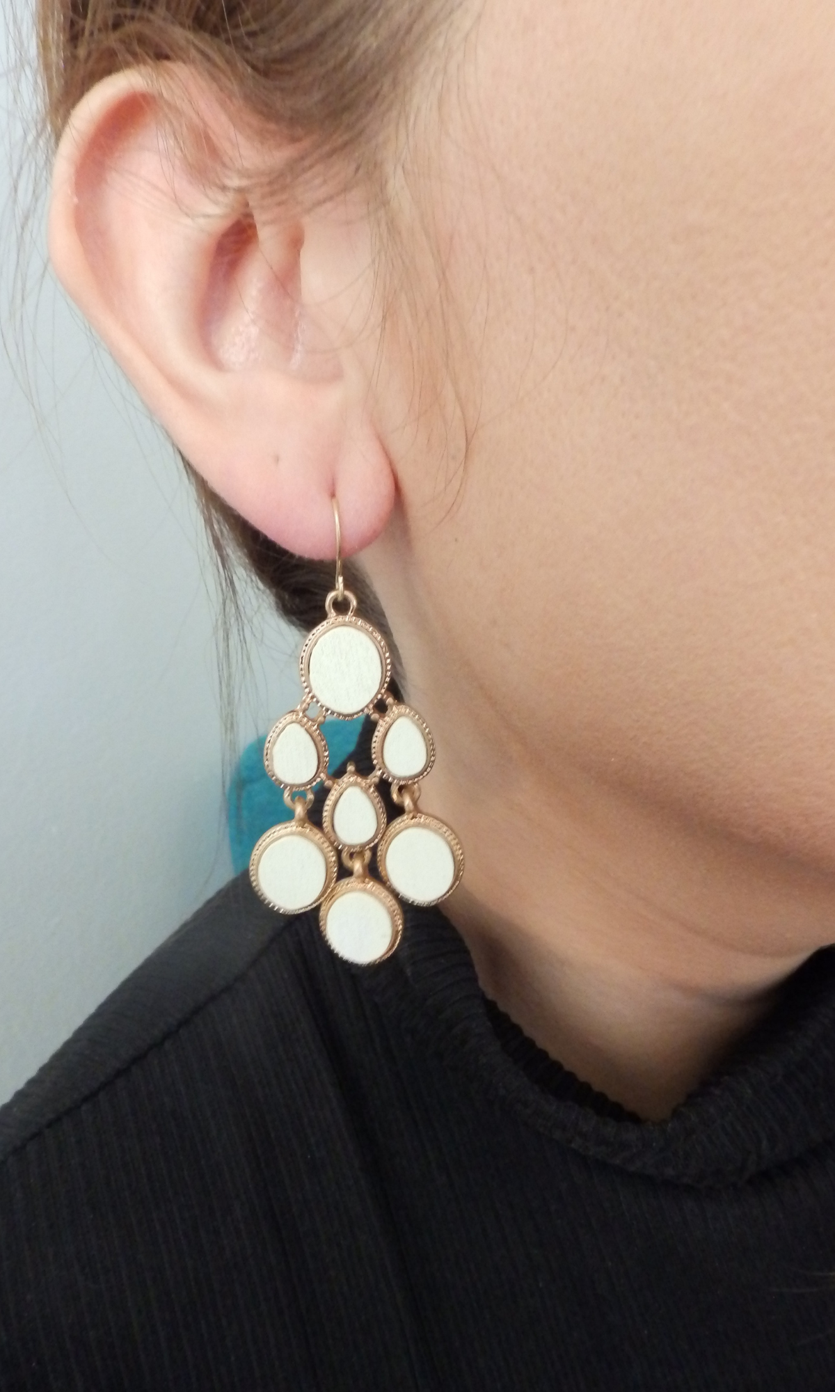 Wood Chandelier Dangle Drop Earrings