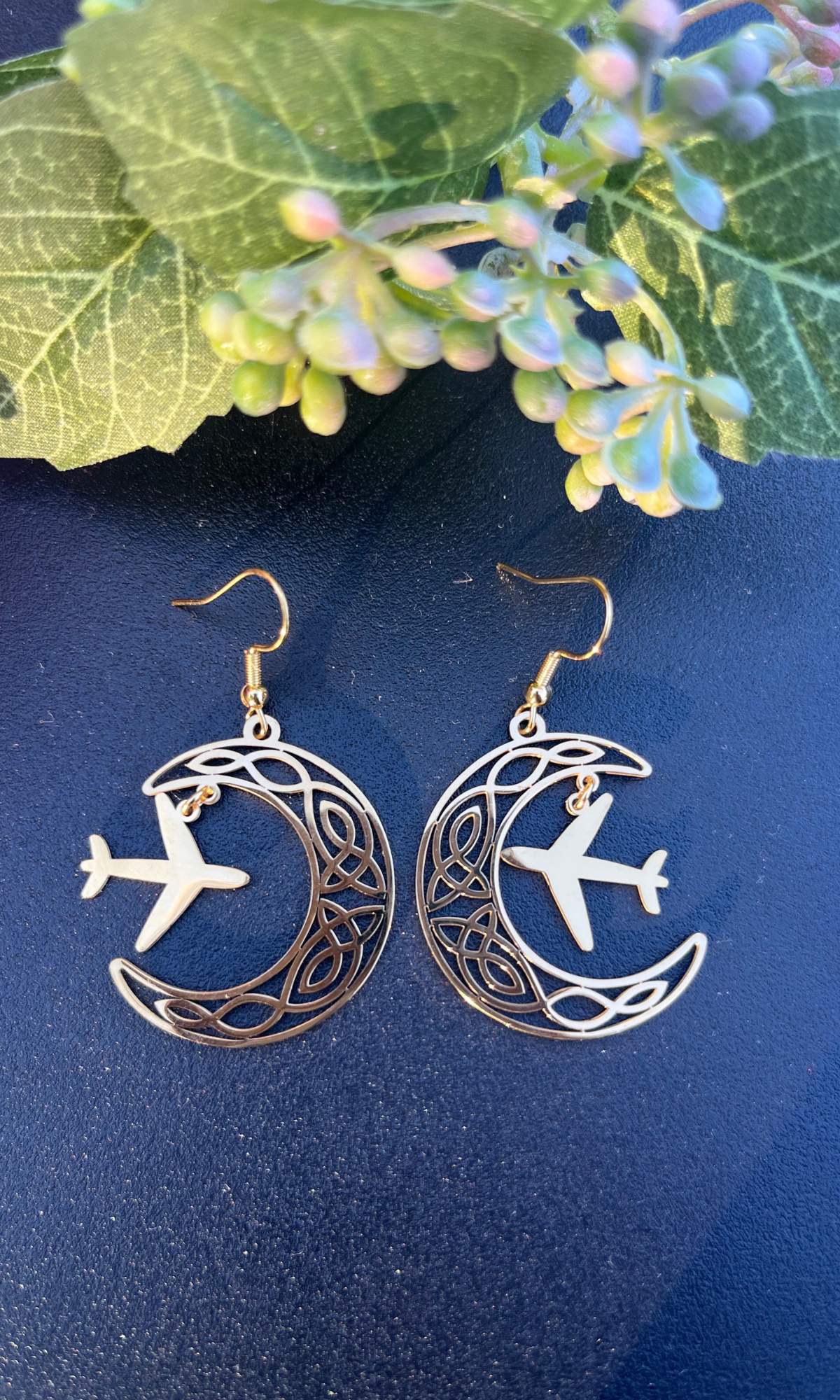 Boho Half Moon Airplane Dangle Earrings