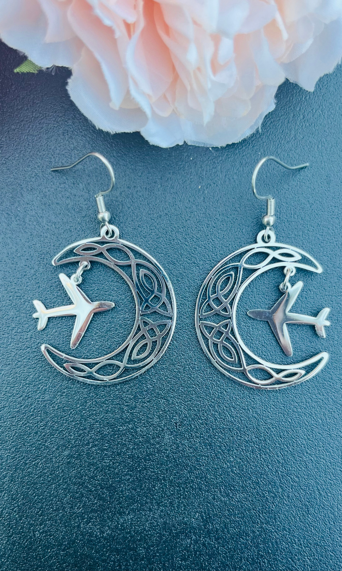 Boho Half Moon Airplane Dangle Earrings