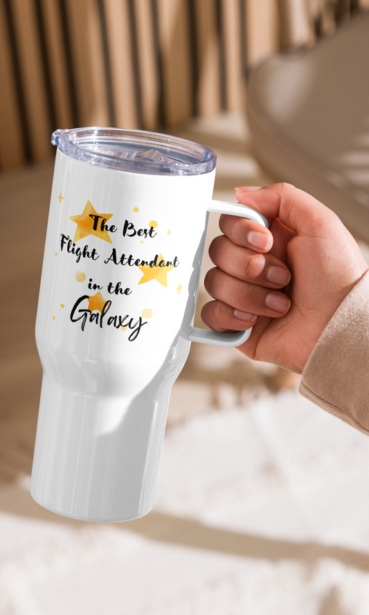 Flight Attendant Travel Mug with Handle The Best Flight Attendant in the Galaxy Mug Gift