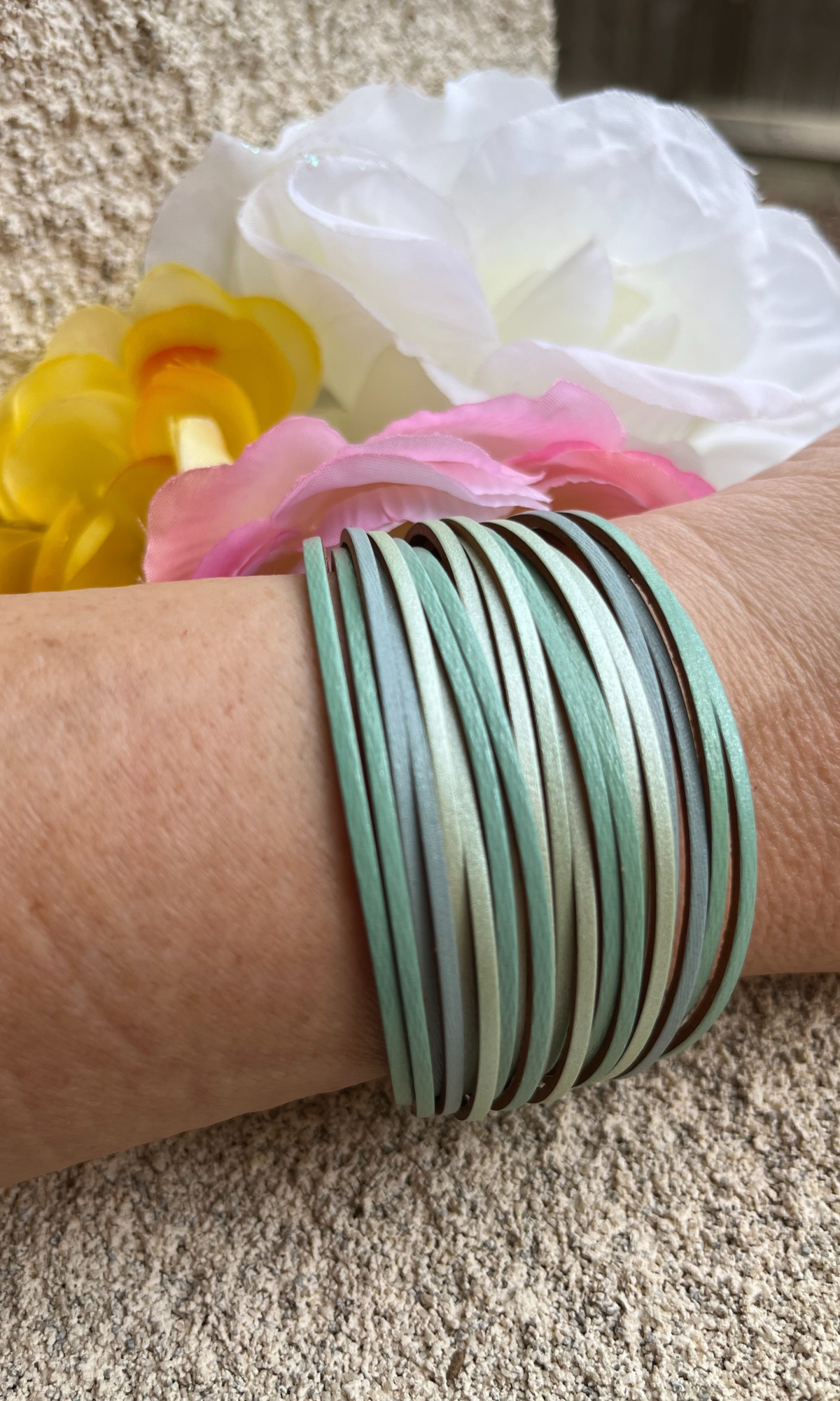 Multi strand-wide wrap -leather bracelet