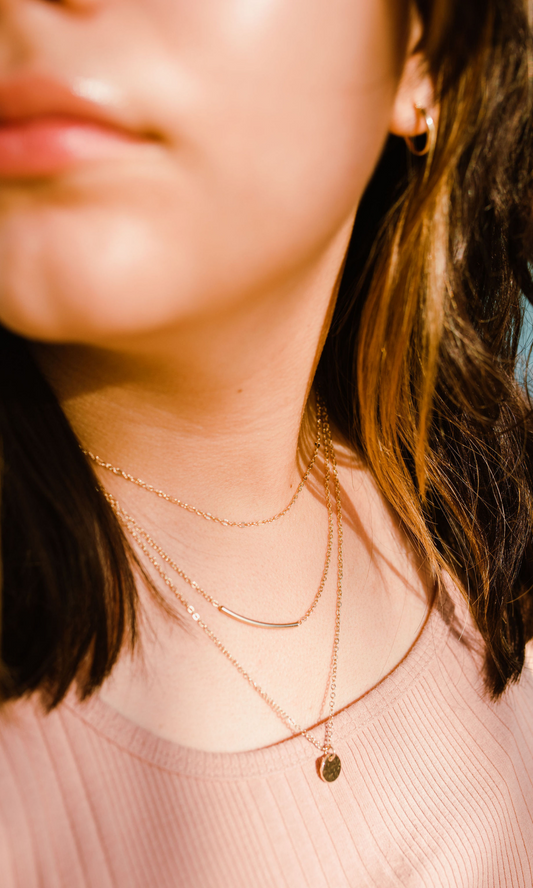 Hammered Pendant Layered Necklace