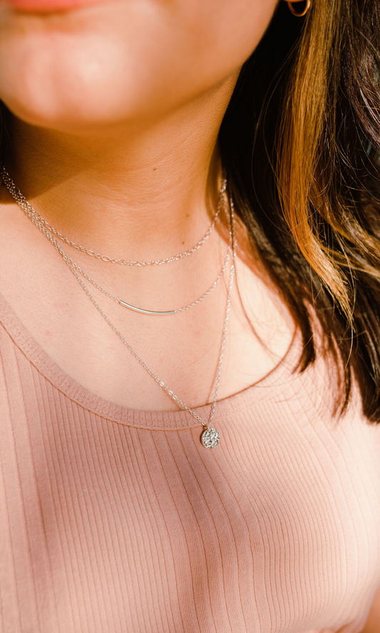 Hammered Pendant Layered Necklace
