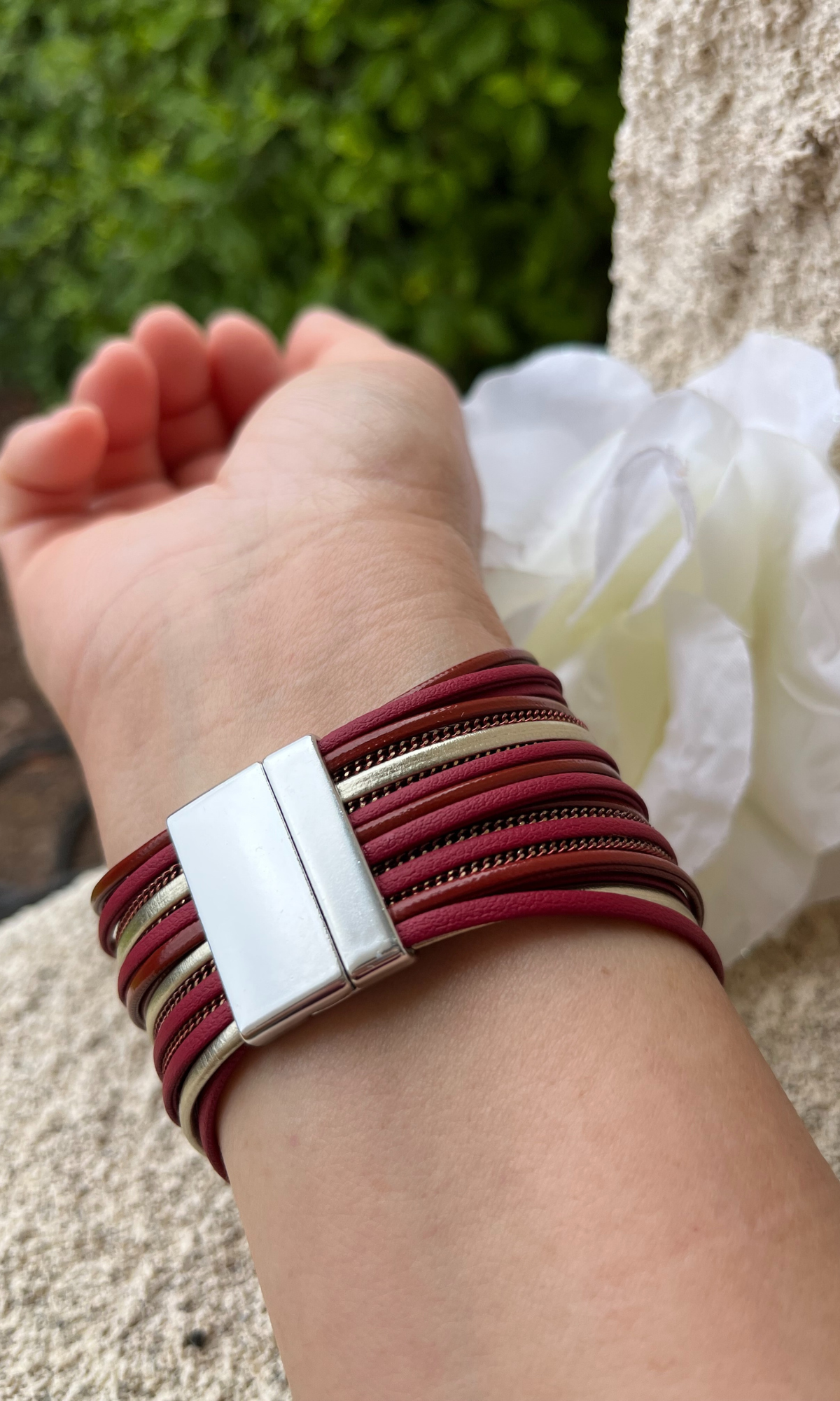 Multi strand-wide wrap -leather bracelet