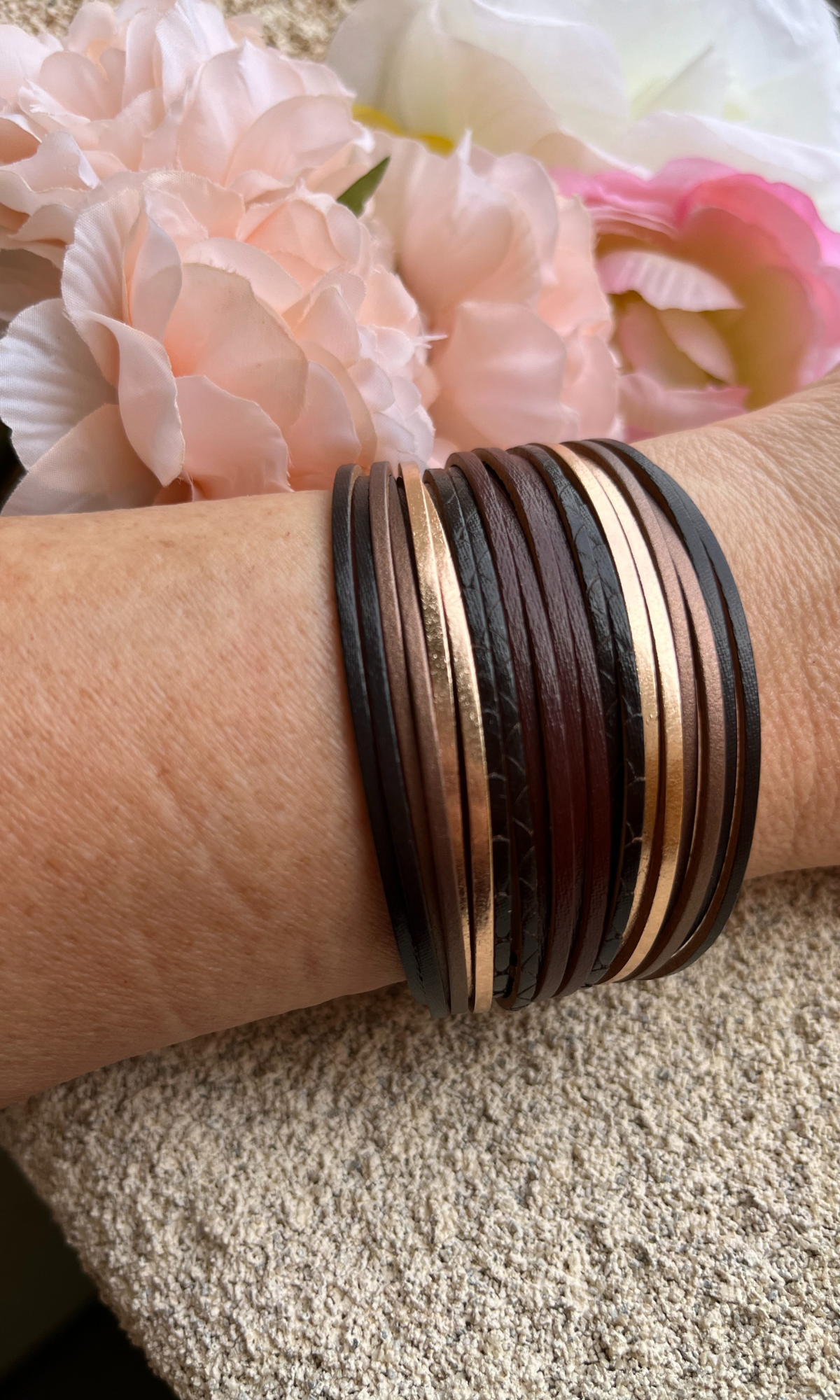 Multi strand-wide wrap -leather bracelet