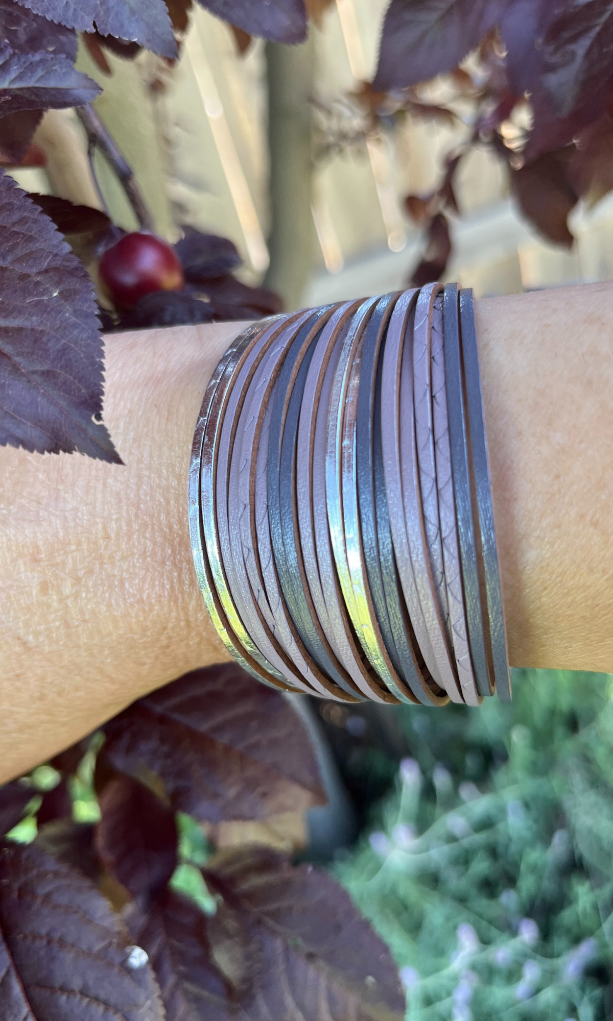 Multi strand-wide wrap -leather bracelet