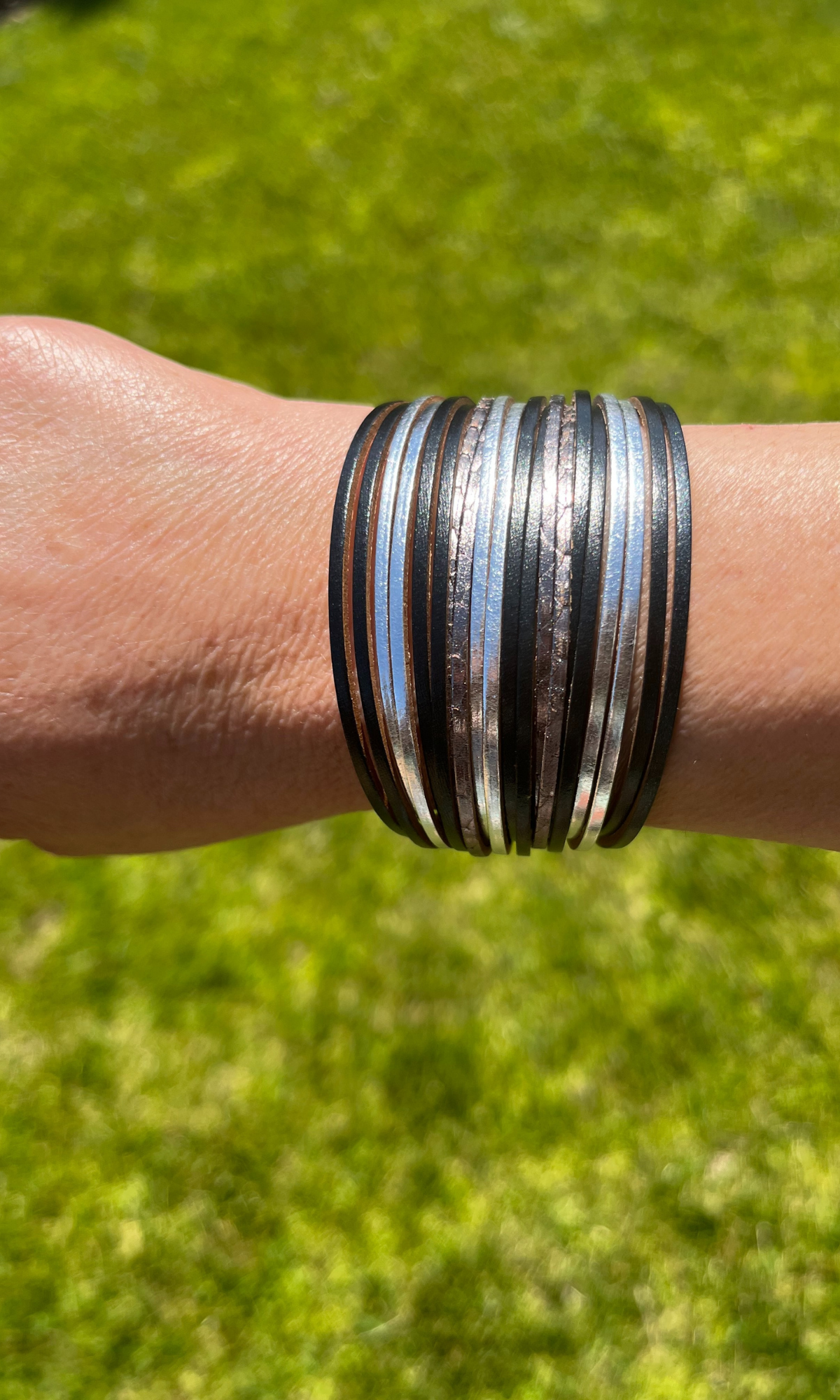 Multi strand-wide wrap -leather bracelet